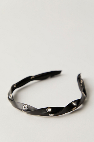 Carmine Studded Hard Headband At Free People In Black/Silver Grommet