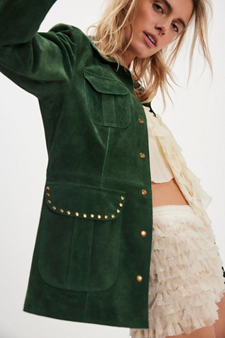 We The Free Carmen Suede Jacket at Free People in Green, Size: M