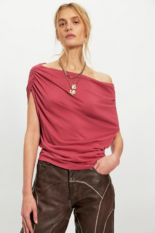 Blake Off-The-Shoulder Draped Top by Free People in Red, Size: S