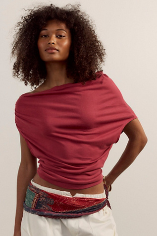 Blake Off-The-Shoulder Draped Top by Free People in Red, Size: M