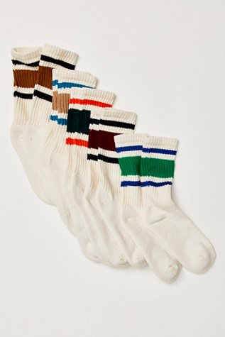 Classic Retro Socks, 5 Pack par American Trench en Varsity Set, pour femme chez Free People