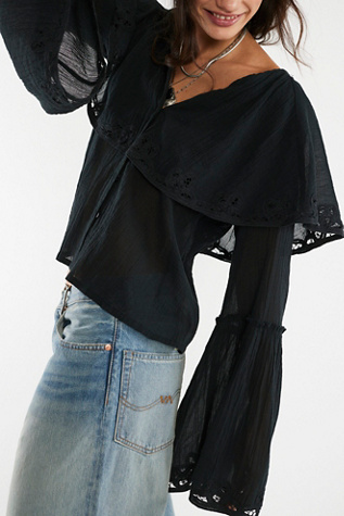 Riley Battenburg Blouse at Free People in Black, Size: XS