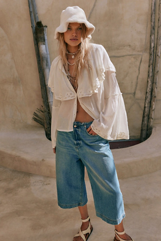 Riley Battenburg Blouse at Free People in White, Size: L