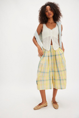 Ivy Cropped Pull-On Culotte Trousers at Free People in Lakeside, Size: Large