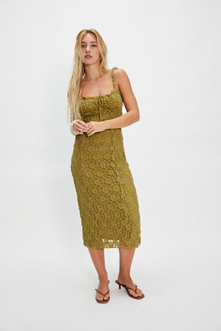 Lucinda Lace Midi Dress at Free People in Green Moss Combo, Size: XL