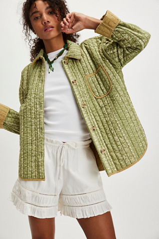 Alexie Jacket par Free People en Olive, pour femme