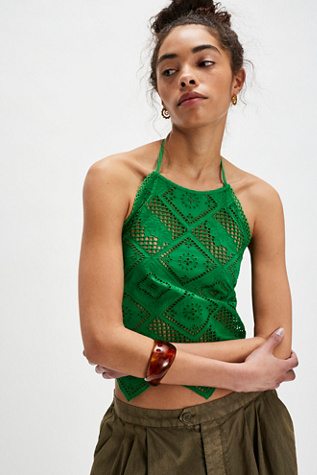 Hankie Halter Top at Free People in Kelly Green Combo, Size: XS