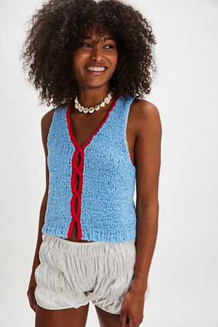 Sicily Shell Sweater at Free People in Baby Blue Combo, Size: Small