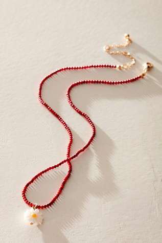 Sweeny Beaded Choker by Free People in Red