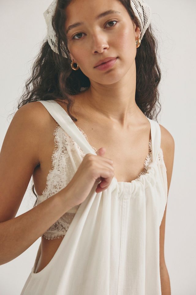 sold 30s フランス リネン 白のグリザイユと小鳥とアップリケ We The Free Freebird Jumpsuit | Free People