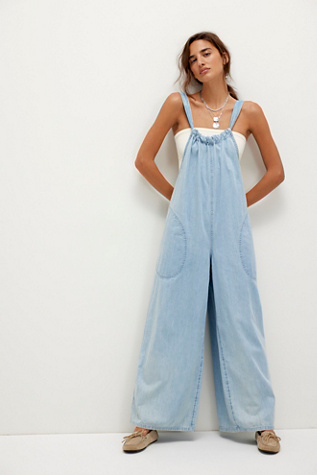 We The Free Freebird Jumpsuit at Free People in Light Wash, Size: M