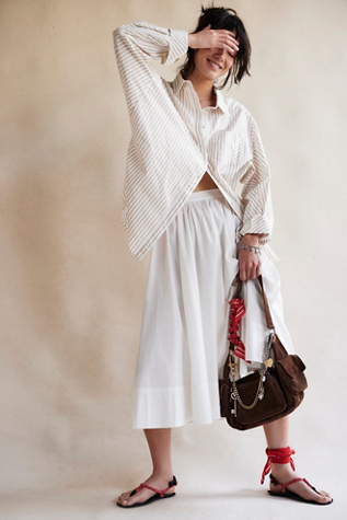 Sabine Striped Articulated Shirt at Free People in Ecru Combo, Size: Large