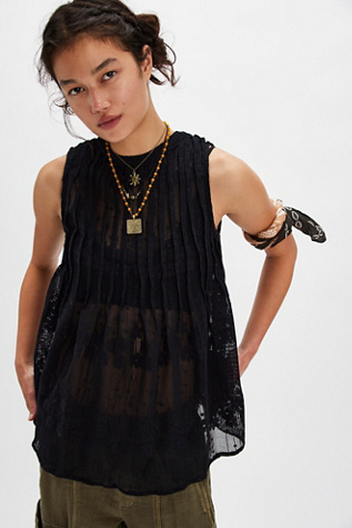 Moon Magic Mesh Tunic by Free People in Black, Size: M