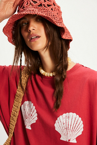 Cut-Out Daisy Straw Hat by Free People in Pink