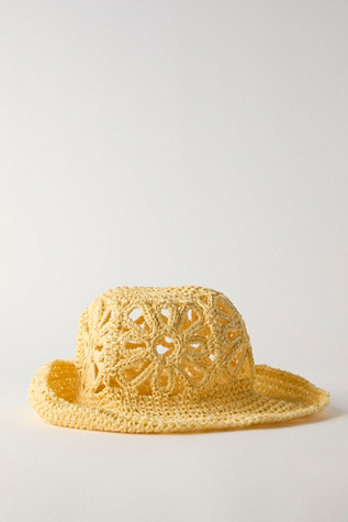 Cut-Out Daisy Straw Hat at Free People in Butter Yellow