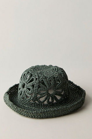 Cut-Out Daisy Straw Hat At Free People In Teal