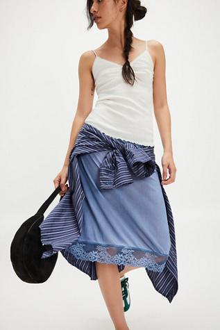 All Or Nothing Half Slip by Intimately at Free People in Distressed Denim, Size: Large