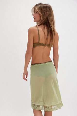 All Or Nothing Semi-Sheer Half Midi Slip by Intimately at Free People in Green, Size: M