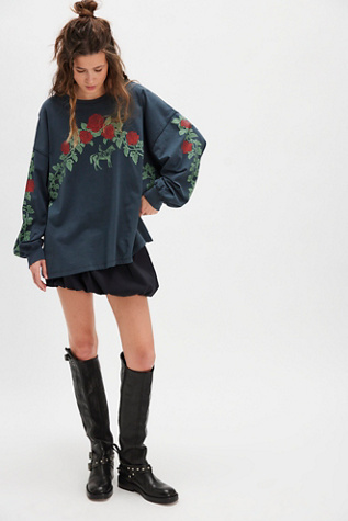 Rose Vines Cowboy Long Sleeve At Free People In Black