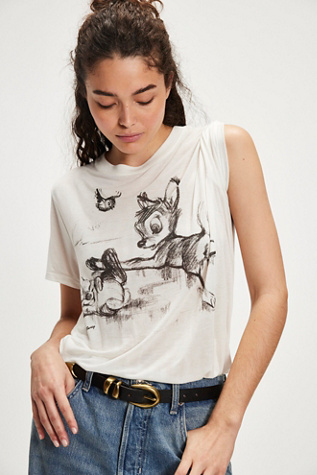 Bambi Tee By Junk Food At Free People In Ivory, Size: XL