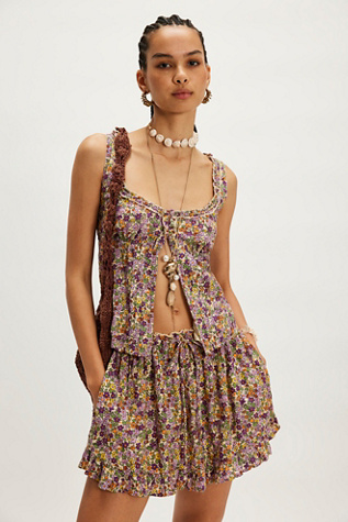 Ellia Printed Set by Free People in Purple, Size: XL