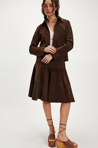 Suede Skirt Set at Free People in Brown, Size: US 4