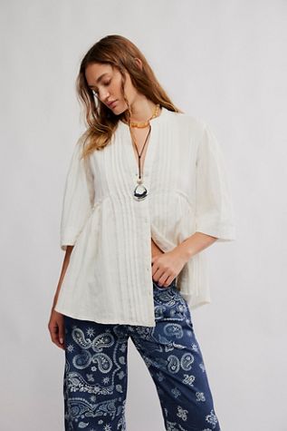 Chemisier Paysan Free People – Blanc Brodé – Style Bohème – Taille S – Occasion Très Bon état