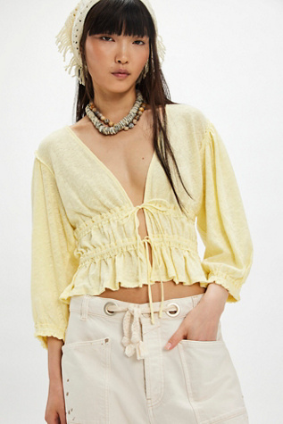 Let's Go Blouse by Free People in Yellow, Size: XS