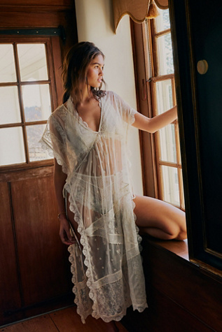 Patchwork Lace Poncho Jacket by Free People in White