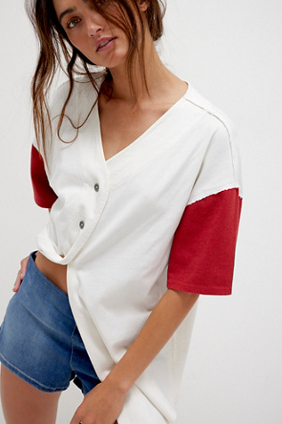 We The Free Homerun Tee at Free People in Red, Size: S