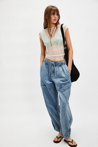 OneTeaspoon Drawstring Flight Jeans at Free People in Light Wash, Size: S