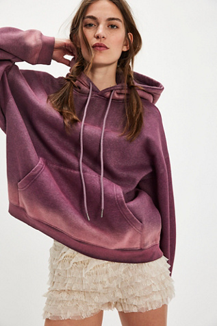 Washed Smiley Batwing Hoodie by OneTeaspoon at Free People in Pink, Size: M