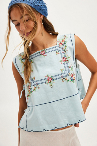 Garden Wall Top by Free People in Blue, Size: XL