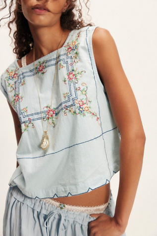 Garden Wall Top by Free People in Blue, Size: XL