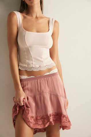 Midnight Muse Mini Slip Skirt by Intimately at Free People in Old Rose, Size: XS