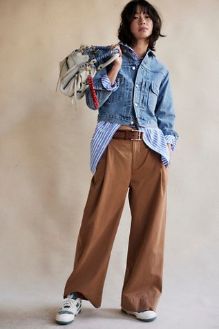 Buckle Back Trousers by Free People in Brown, Size: US 8