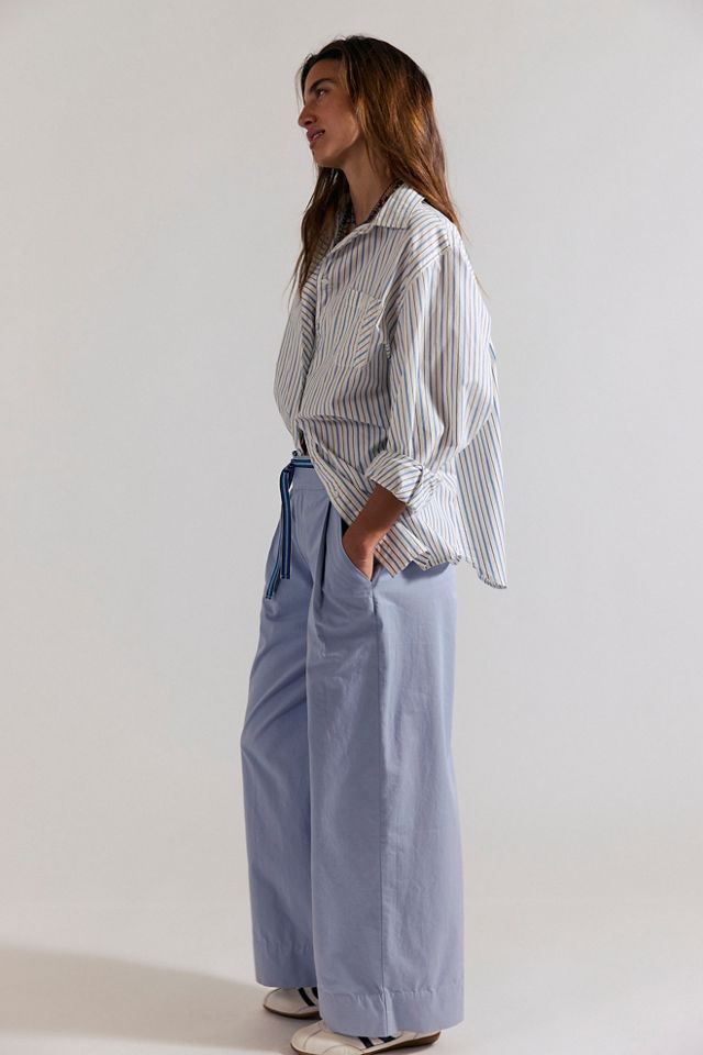 パンツ ACVM COTTON LINEN BUCKLE BACK TROUSERS Buckle Back Wide-Leg Trousers | Free People