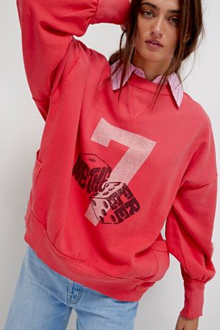 We The Free Dicey Sweatshirt at Free People in Red, Size: L