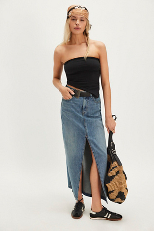 We The Free Nothing Better Denim Maxi Skirt at Free People in Medium Wash, Size: 31