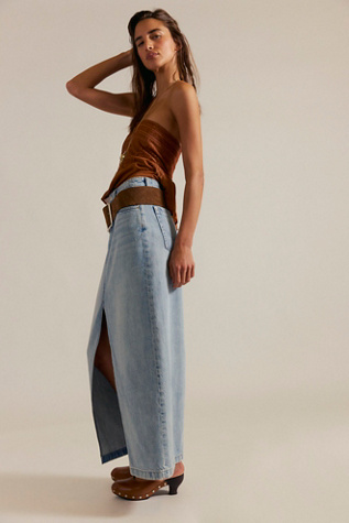 We The Free Nothing Better Denim Maxi Skirt at Free People in Light Wash, Size: 32