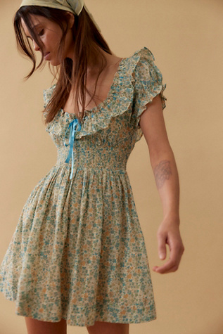 Tasha Mini Dress by Free People in Yellow, Size: XS
