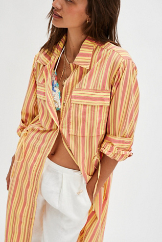 We The Free Pop Prep Striped Shirt at Free People in Yellow, Size: L