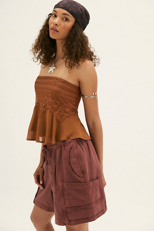 Camp Out Slouch Shorts at Free People in Brandy Brown, Size: XS