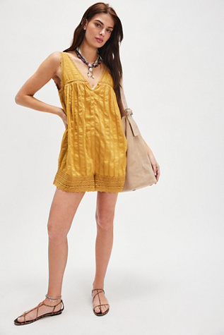 Easton Romper by Free People in Yellow, Size: S