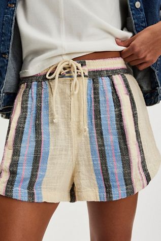 Lee Vintage High-Rise Stripe Pleated Shorts | Free People