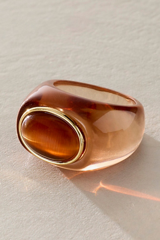 Studio Resin Ring by Free People in Brown, Size: US 8