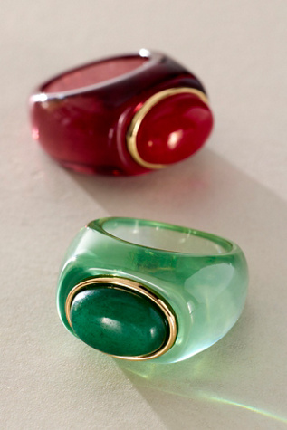 Studio Resin Ring at Free People in Deep Green, Size: US 8