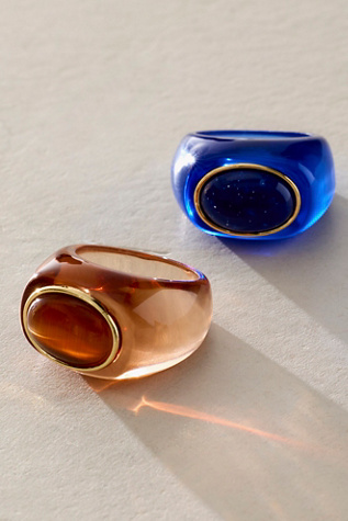 Studio Resin Ring by Free People in Blue, Size: US 8