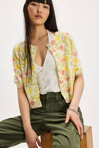 Isla Patterned Cardi by Free People in Yellow, Size: S
