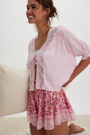 Morning Breeze Bed Jacket by Intimately at Free People in Pink, Size: M